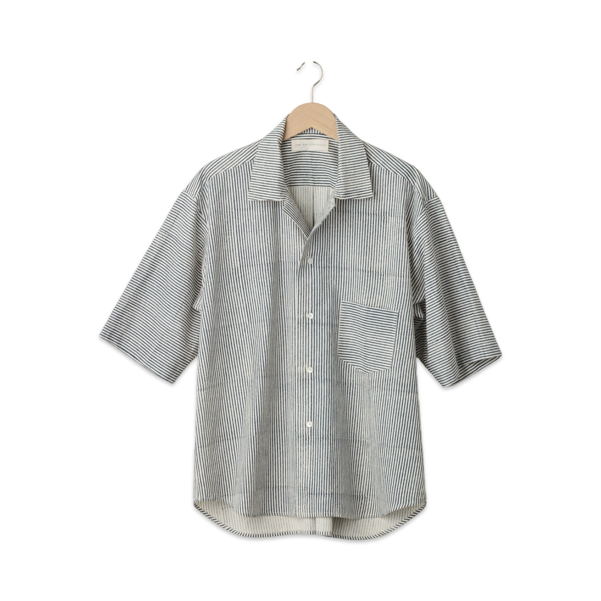 Jan Machenhauer Fred Oversize Shirt Stripe Block Print blue shell
