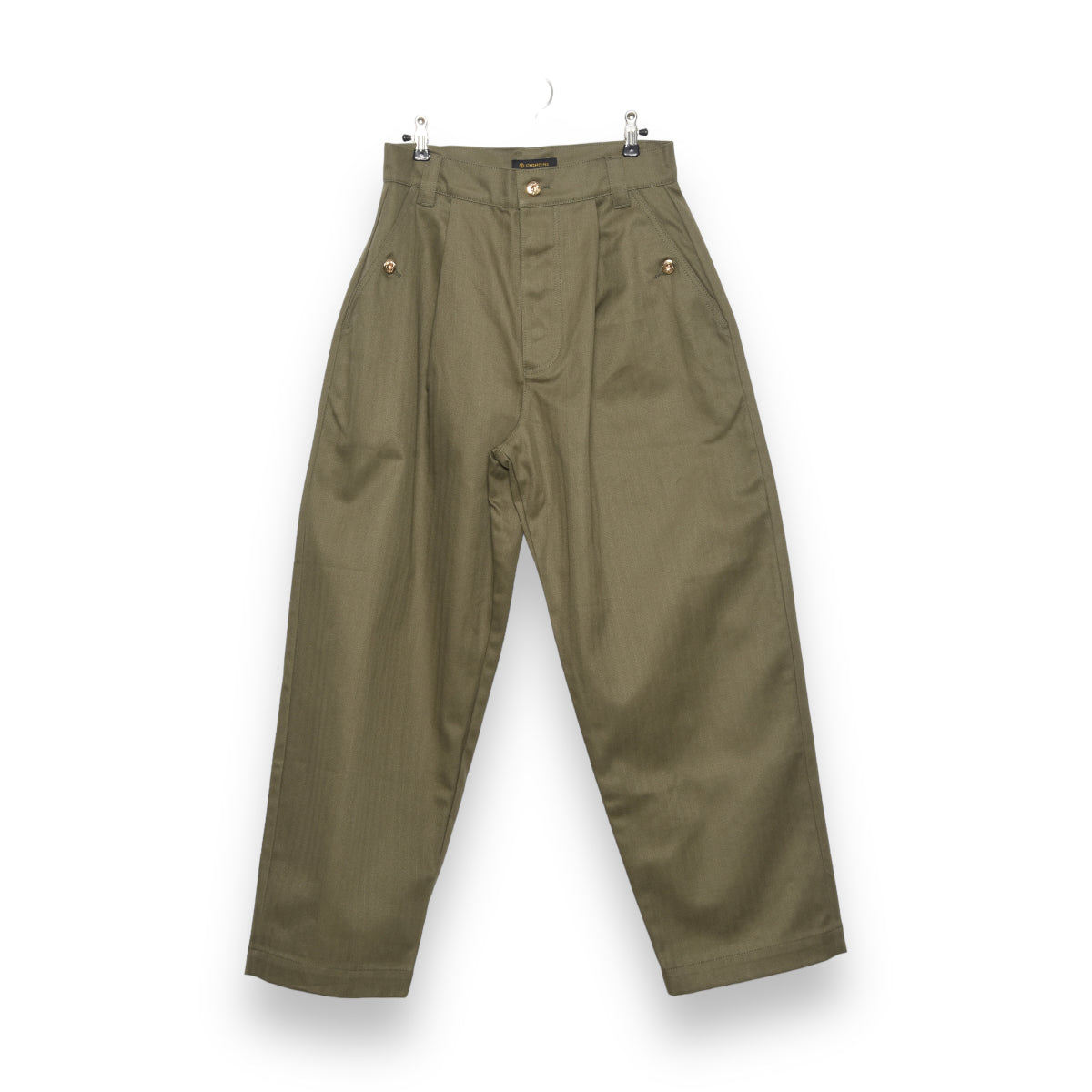 Standardtypes Naval Button Pants olive herringbone ST048