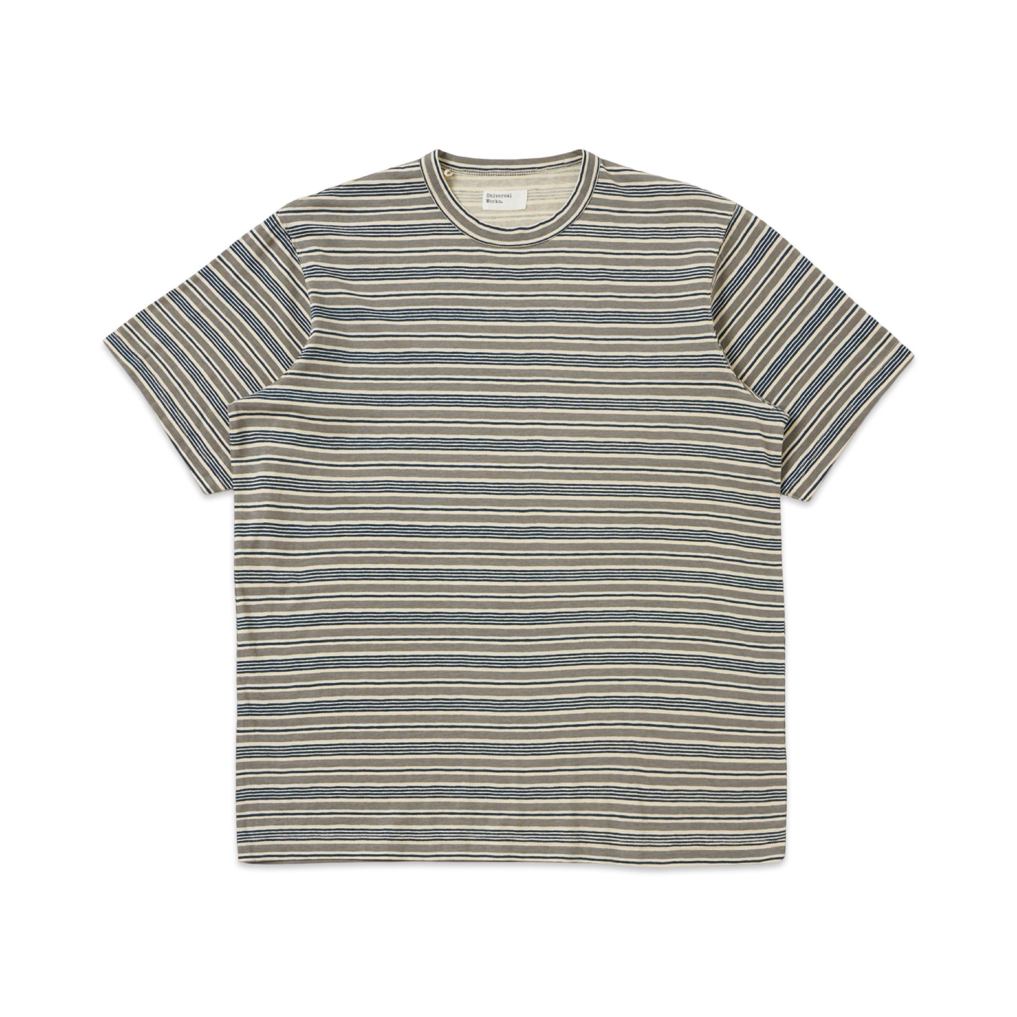 Universal Works Core Tee Stripe Jersey grey