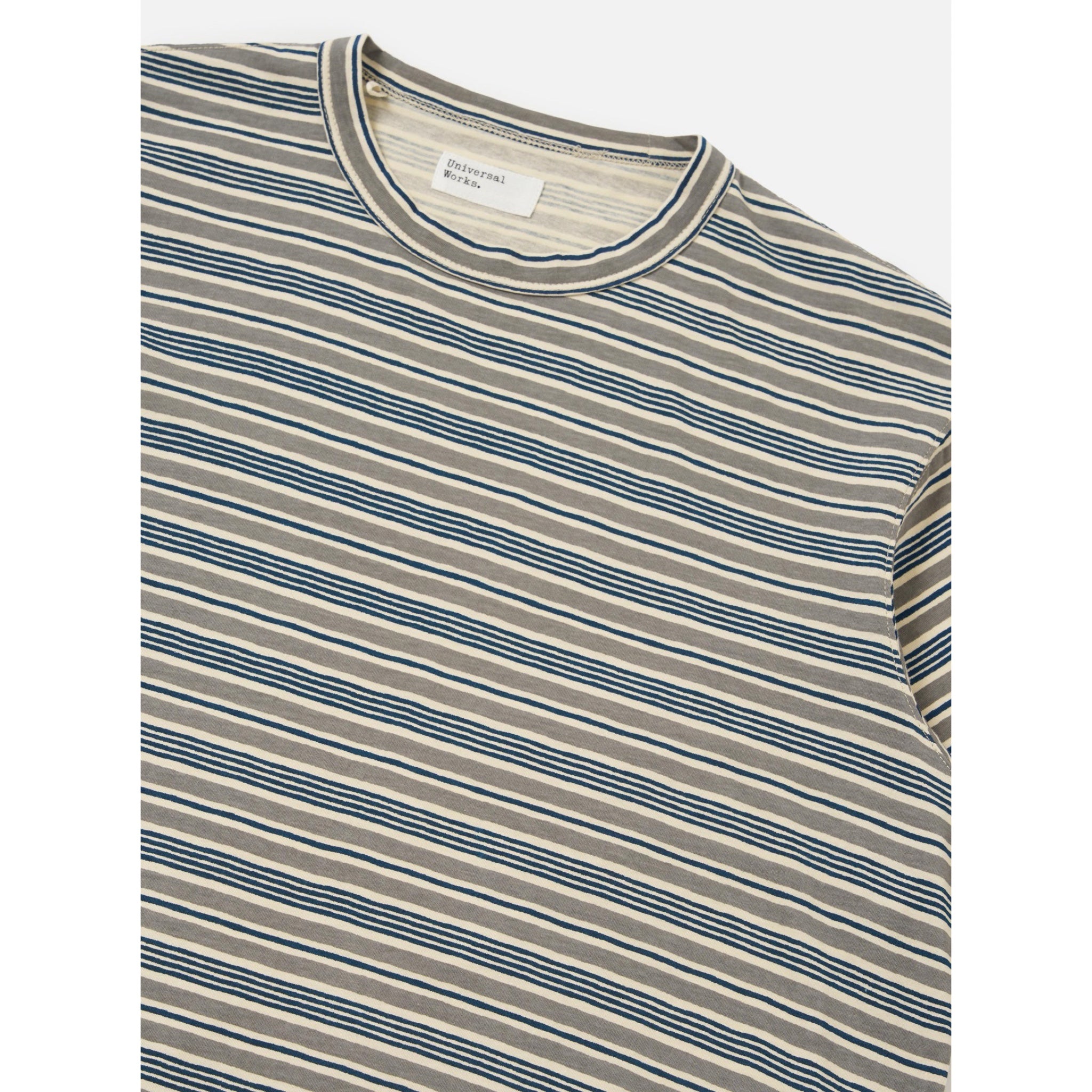 Universal Works Core Tee Stripe Jersey grey