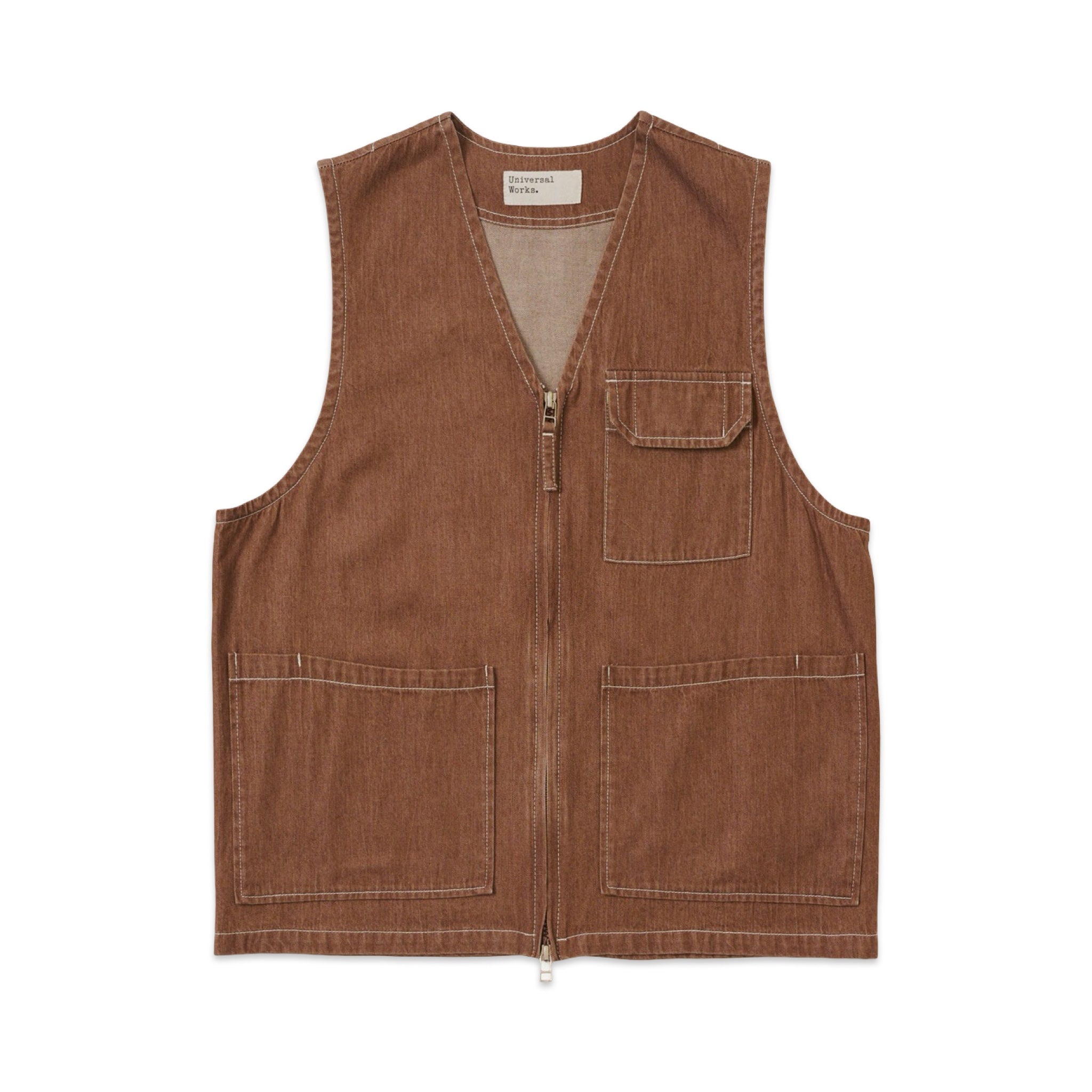 Universal Works Marine Gilet Meco Denim brown