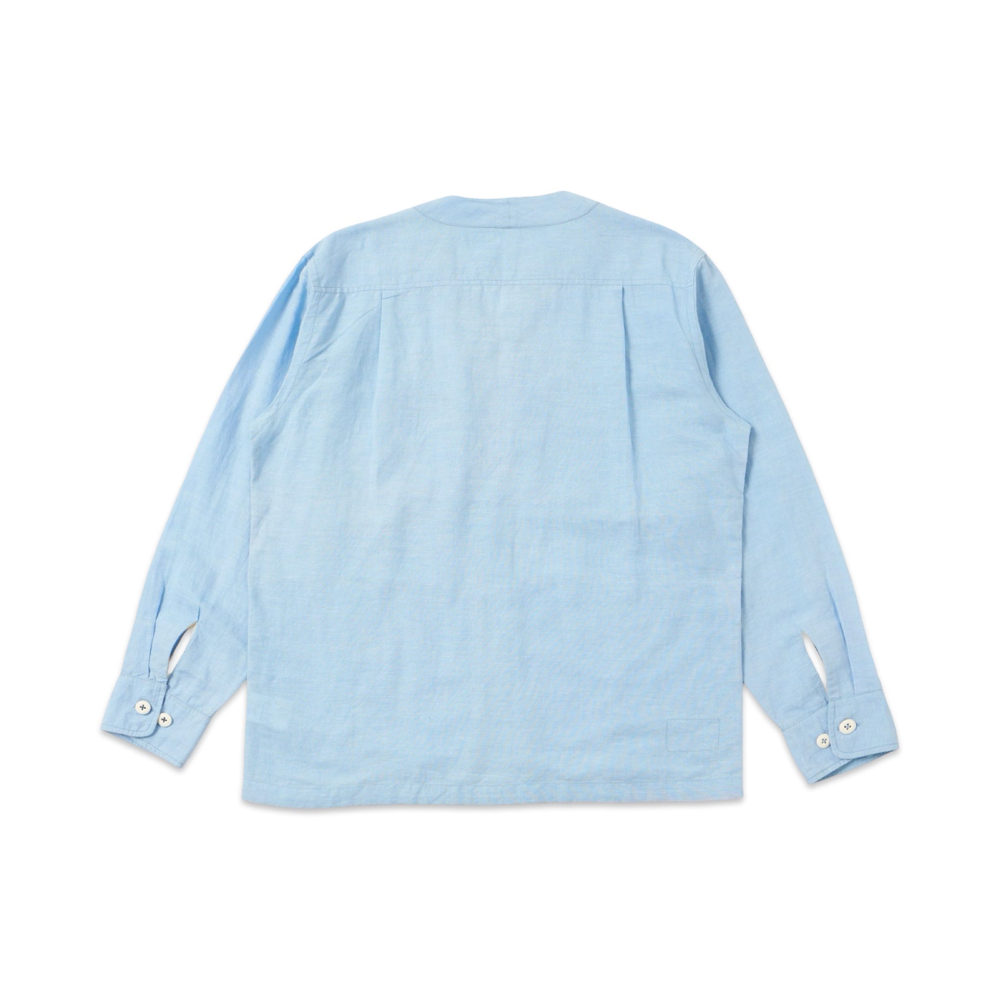 Universal Works Parachute Shirt linen cotton shirting pale blue