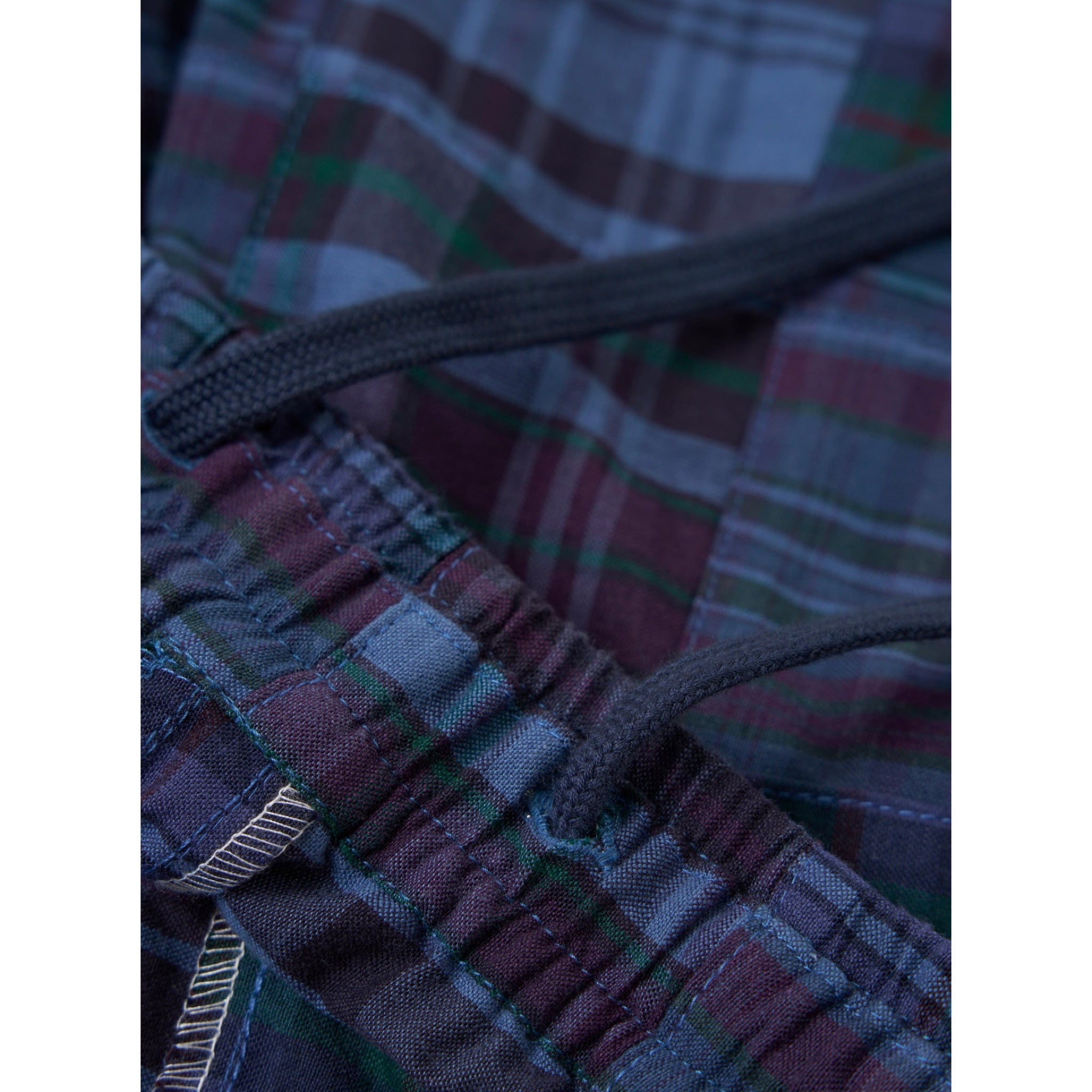 Universal Works Vacation Short Madras Patchwork navy