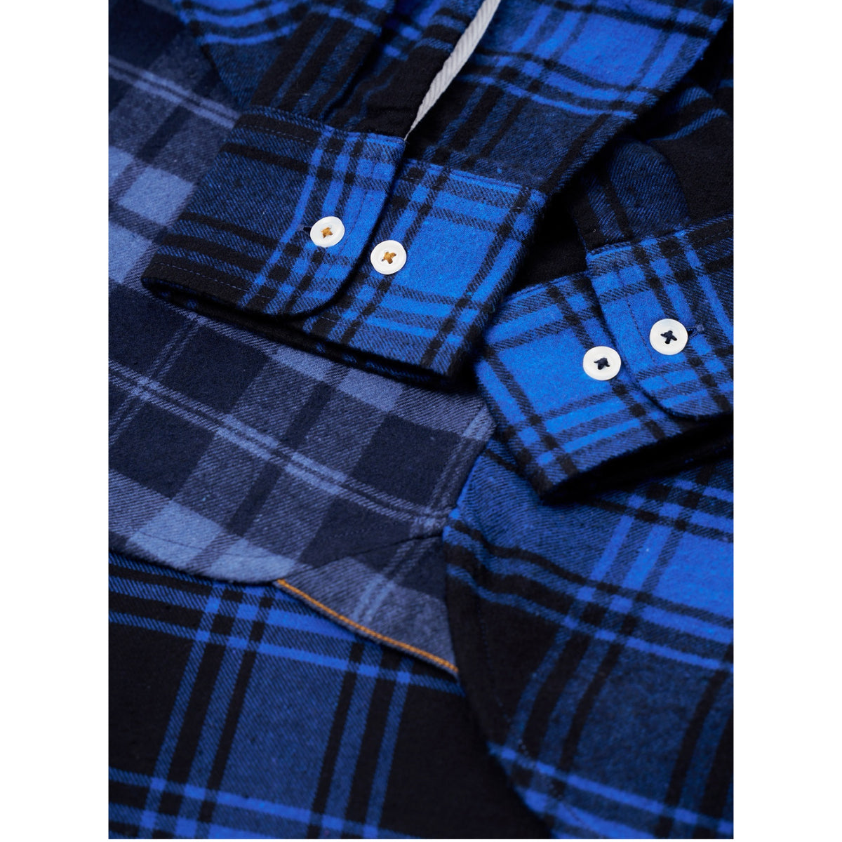 Universal Works Lazy Day Shirt patchwork checks blue