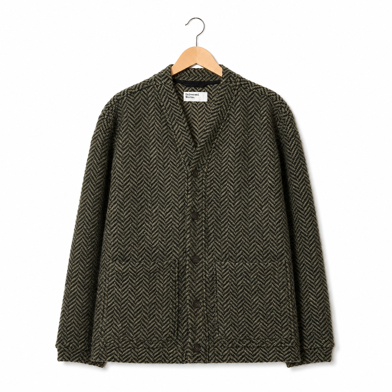 Universal Works Advance Cardigan raven fleece brown