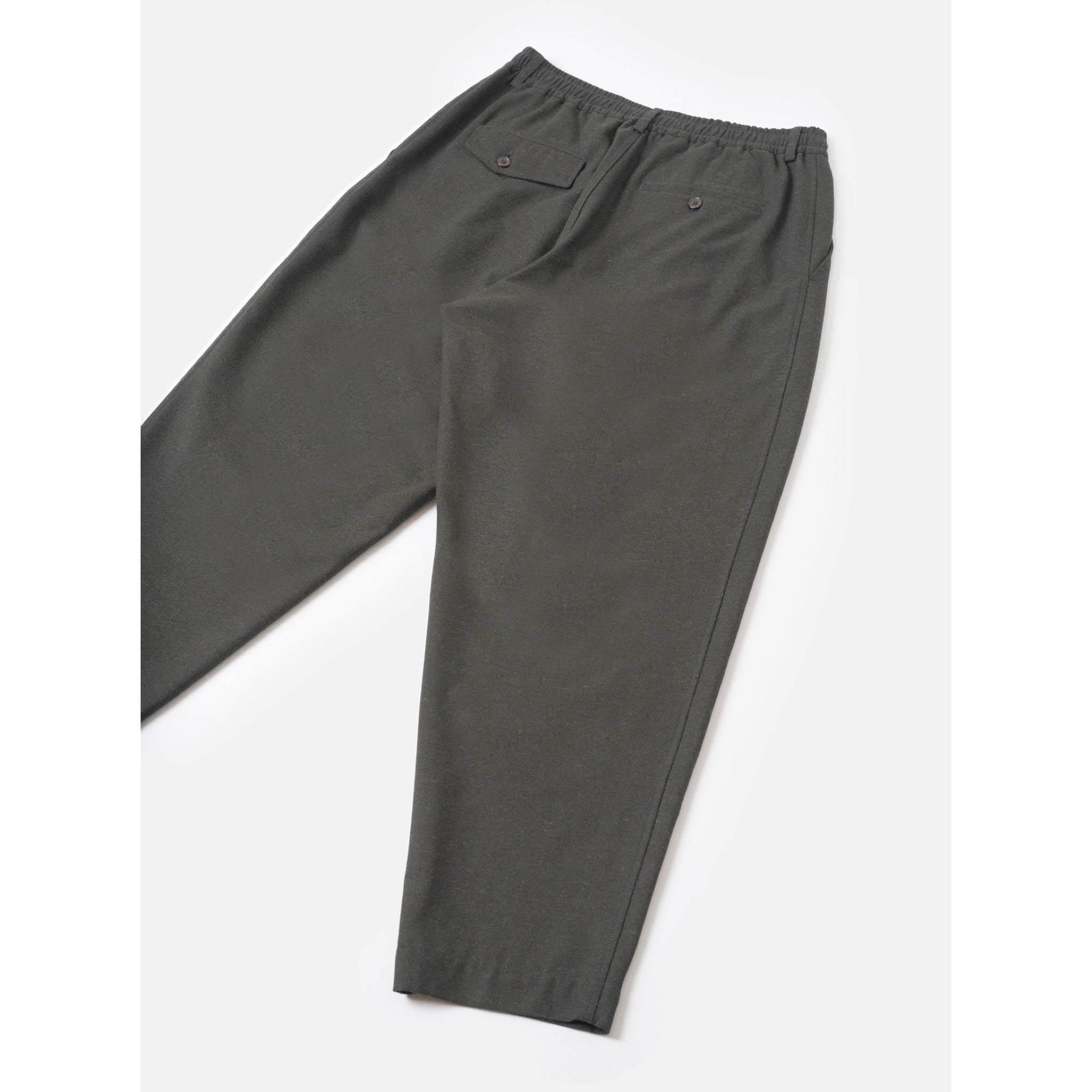 Universal Works Pleated Track Pant recycled it tweed olive