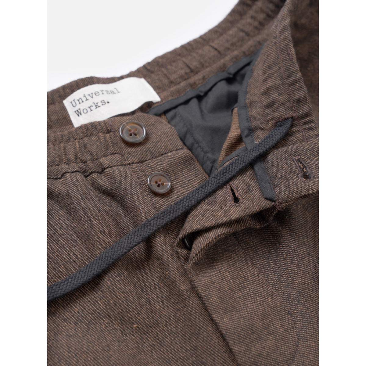 Universal Works Pleated Track Pant recycled it tweed brown