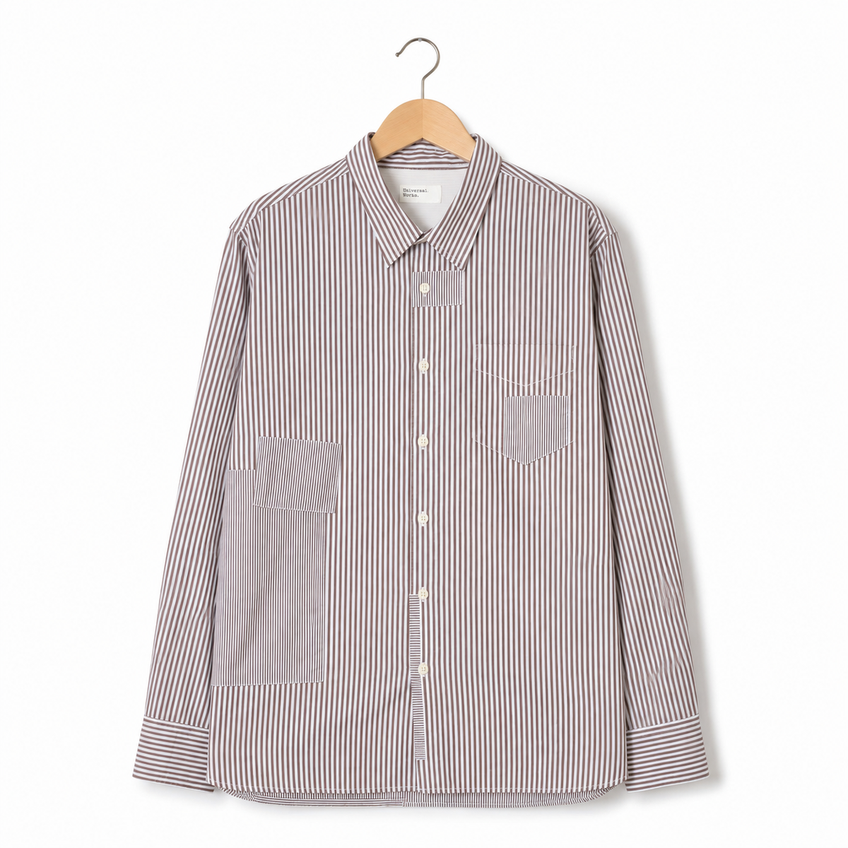 Universal Works Patched Shirt queens cotton brown