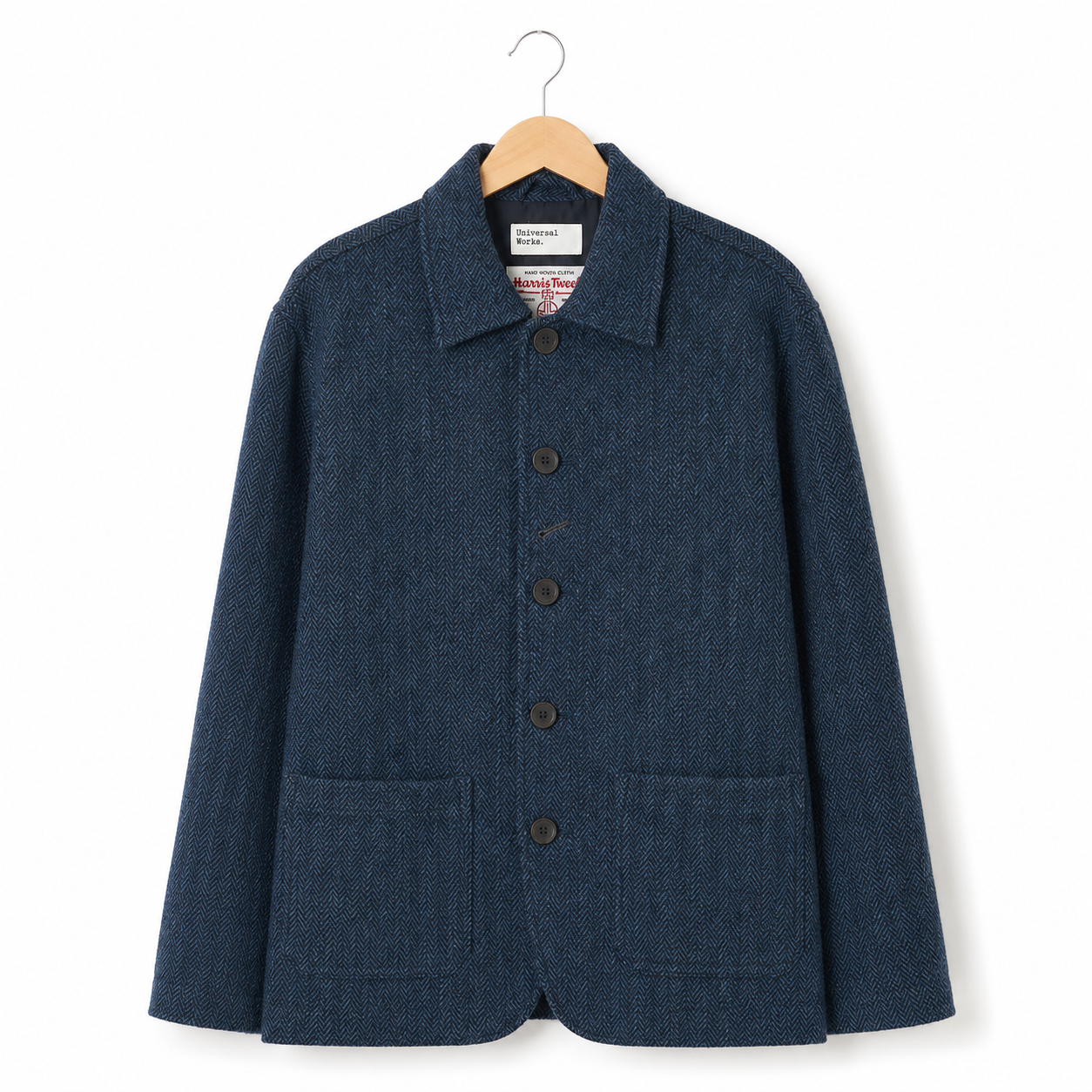 Universal Works Og Bakers Jacket harris tweed blue/black