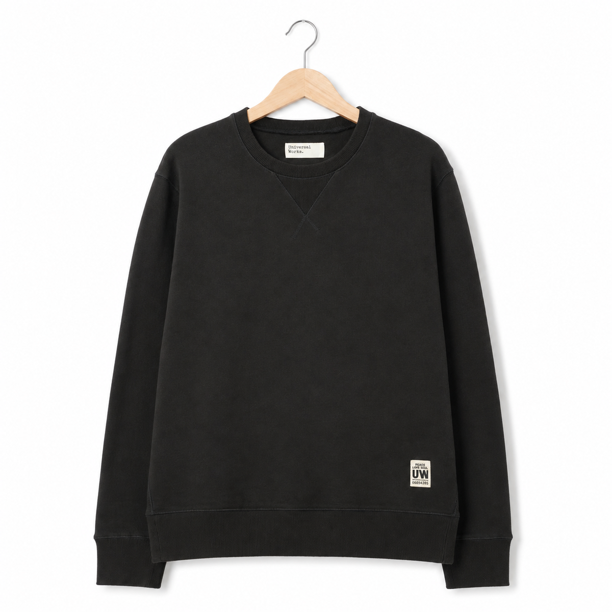 Universal Works Core Sweatshirt brush back sweat black