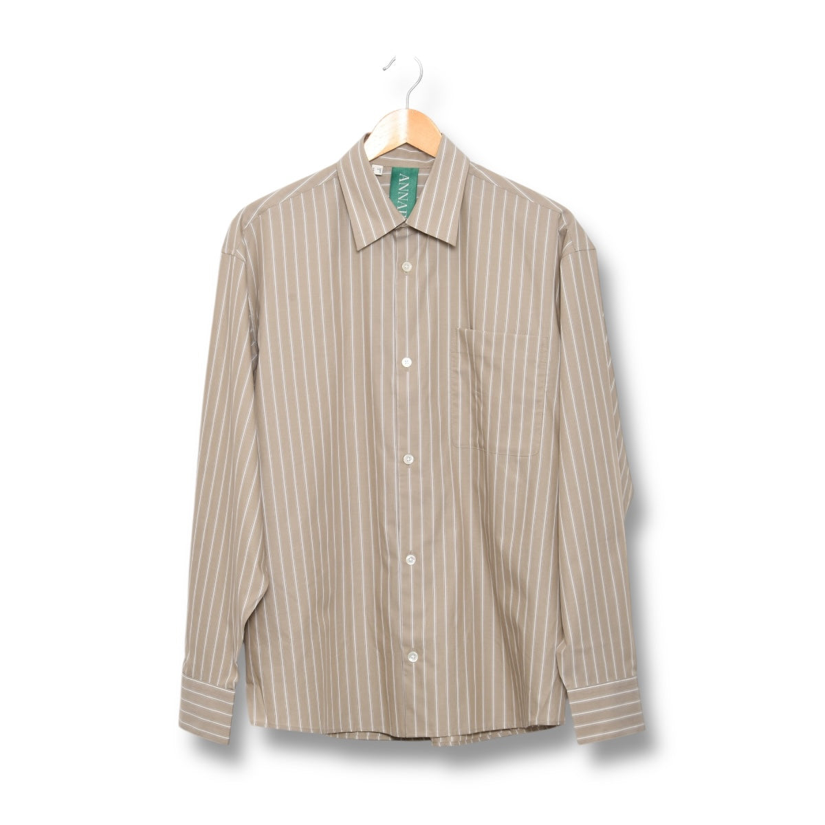 Annarr Arnvolund Poplin Stripe Shirt weathered teak/white