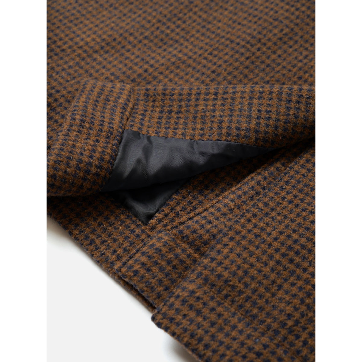 Universal Works Stan Coat wool tweed mix navy/brown