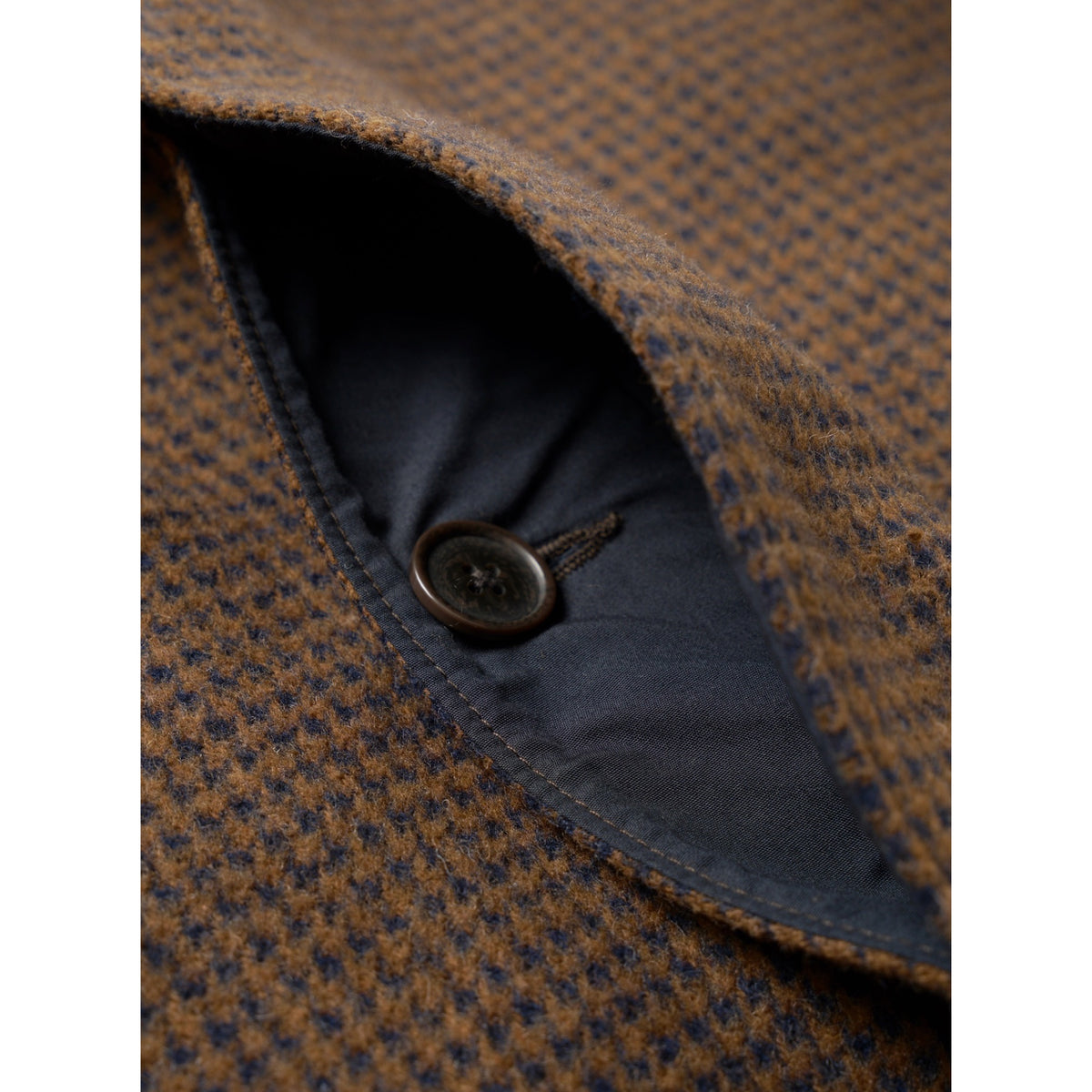 Universal Works Stan Coat wool tweed mix navy/brown