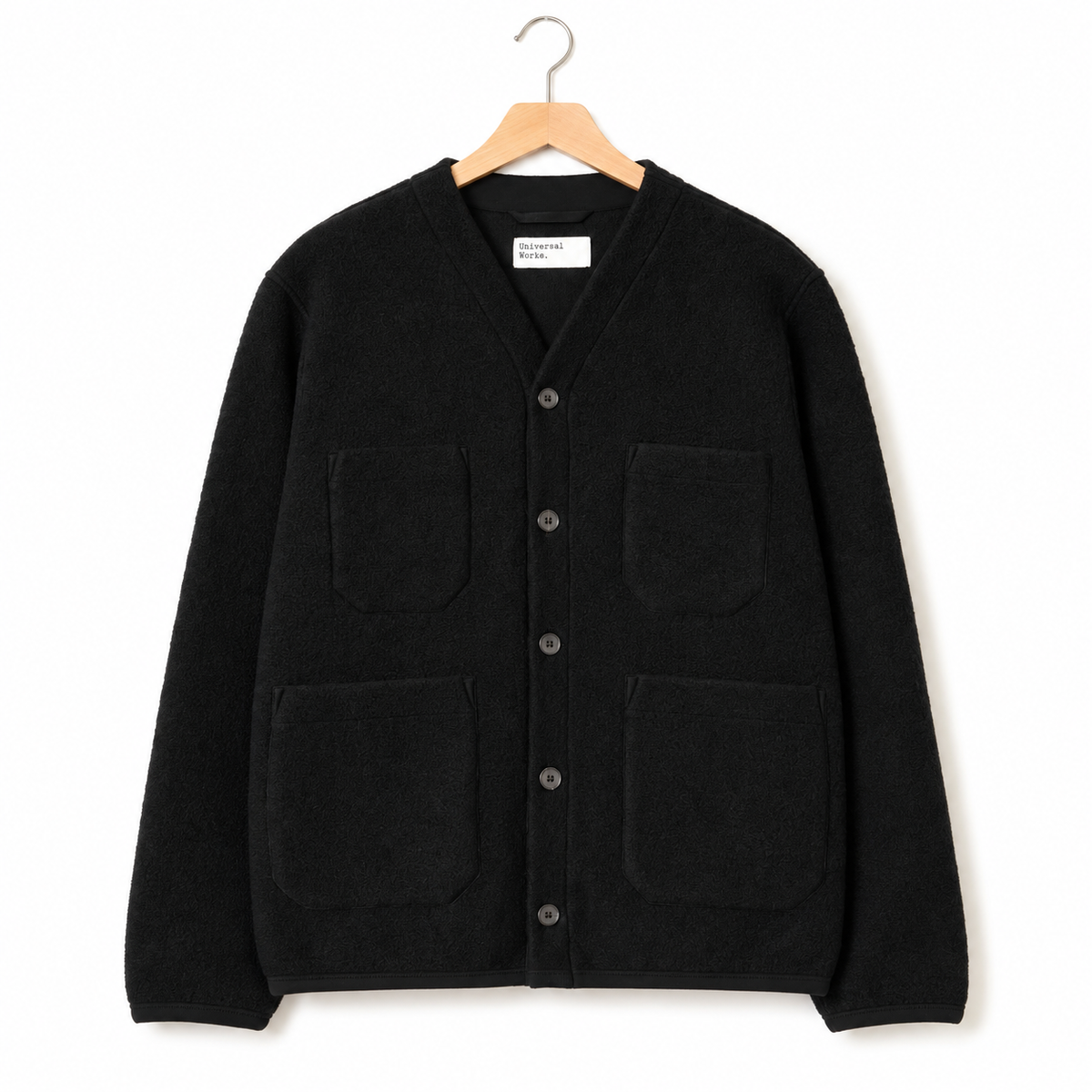 Universal Works Cardigan fleece black