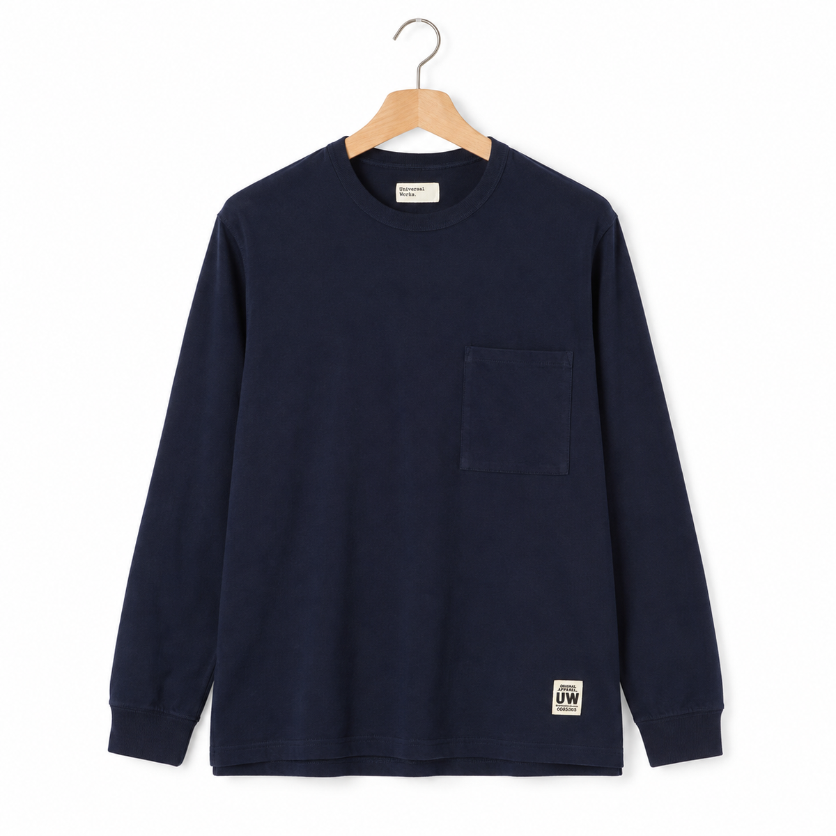 Universal Works L/S Core Pocket Tee single jersey navy