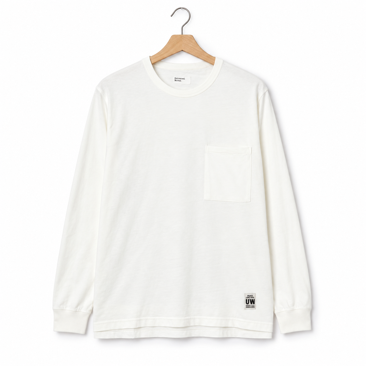 Universal Works L/S Core Pocket Tee single jersey ecru