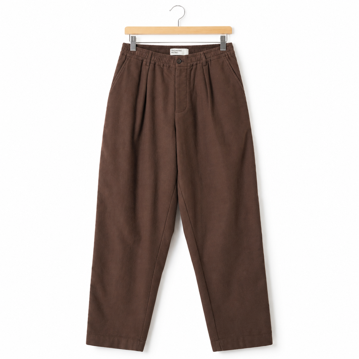 Universal Works Pleated Track Pant comfort moleskin brown