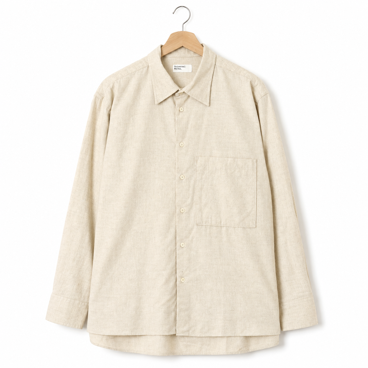 Universal Works Square Pocket Shirt brushed flannel ecru