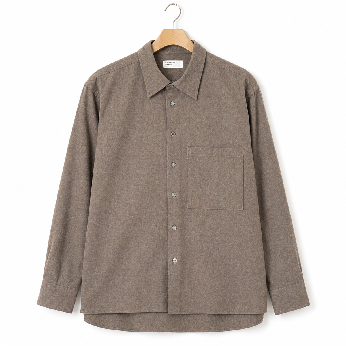 Universal Works Square Pocket Shirt brushed flannel brown