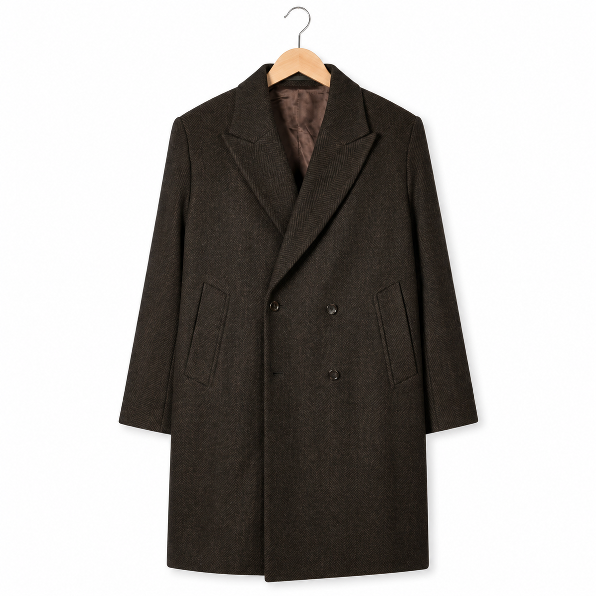 PS Paul Smith Doublebreasted Overcoat black/brown herringbone