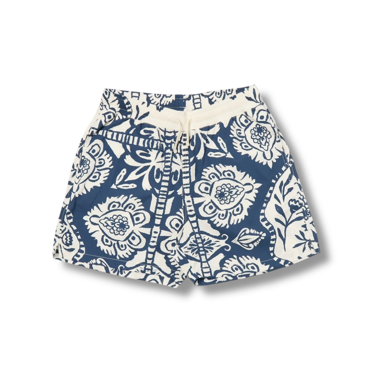 Universal Works Action Short 32738 Island Print Cotton navy