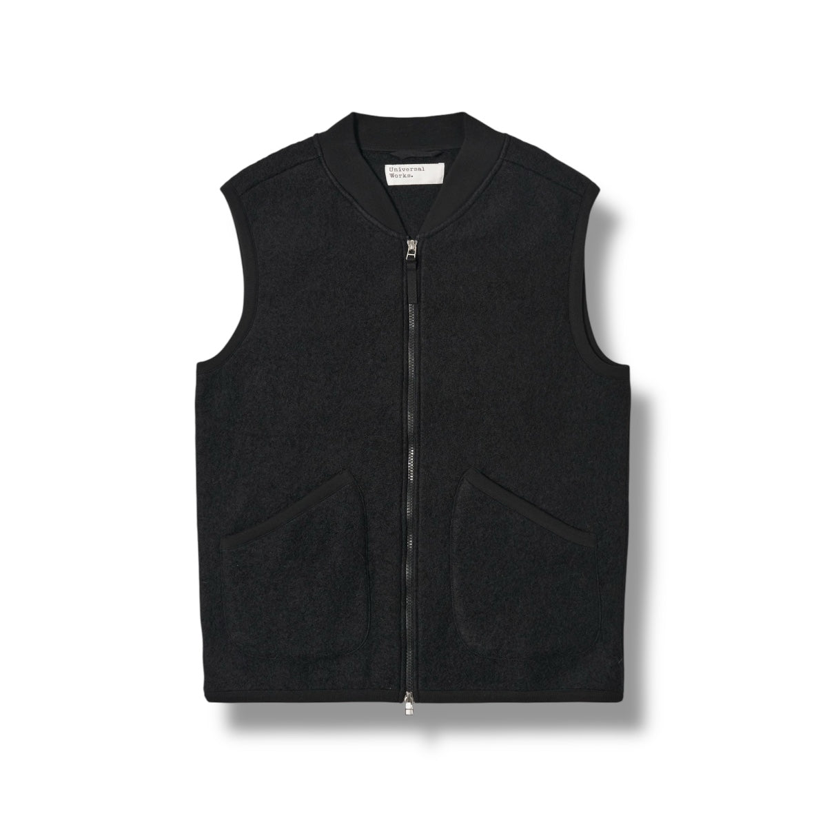 Universal Works Zip Waistcoat Wool Fleece black