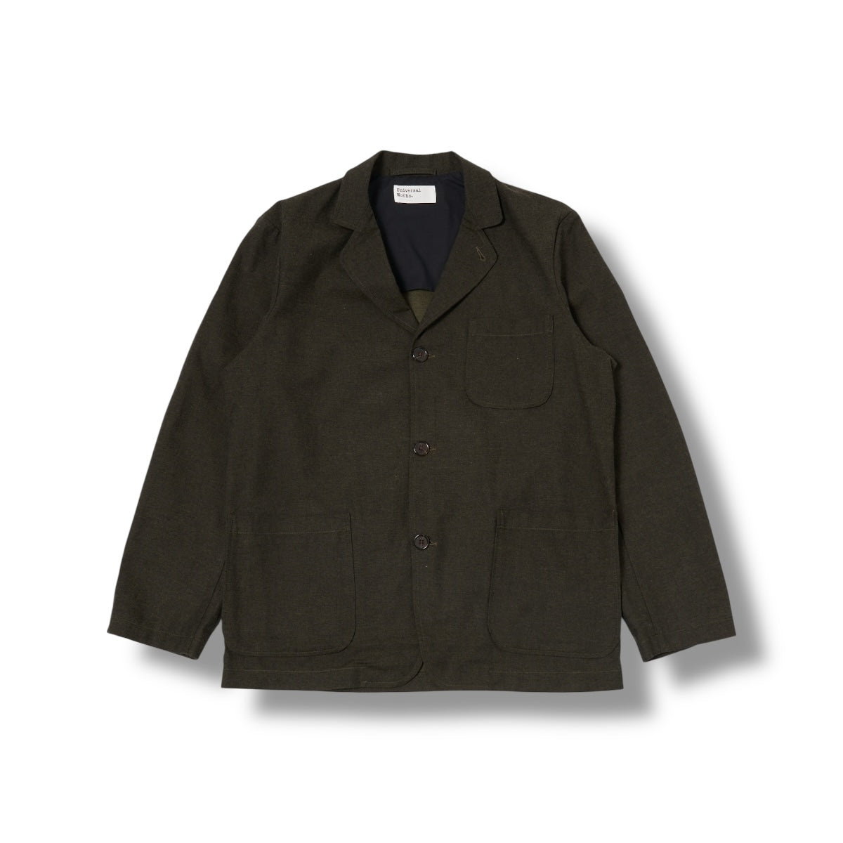 Universal Works Three Button Jacket Lucca Suiting olive