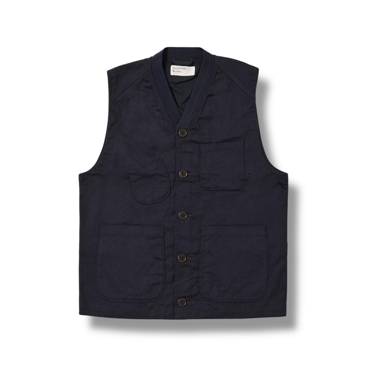 Universal Works Station Waistcoat Works Twill navy