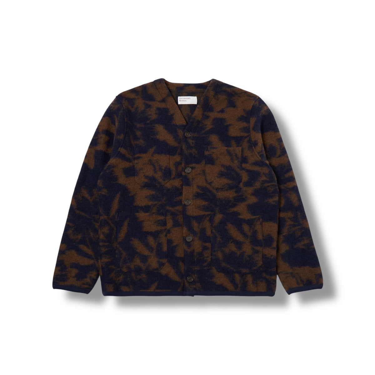 Universal Works Cardigan Studio Fleece navy/brown