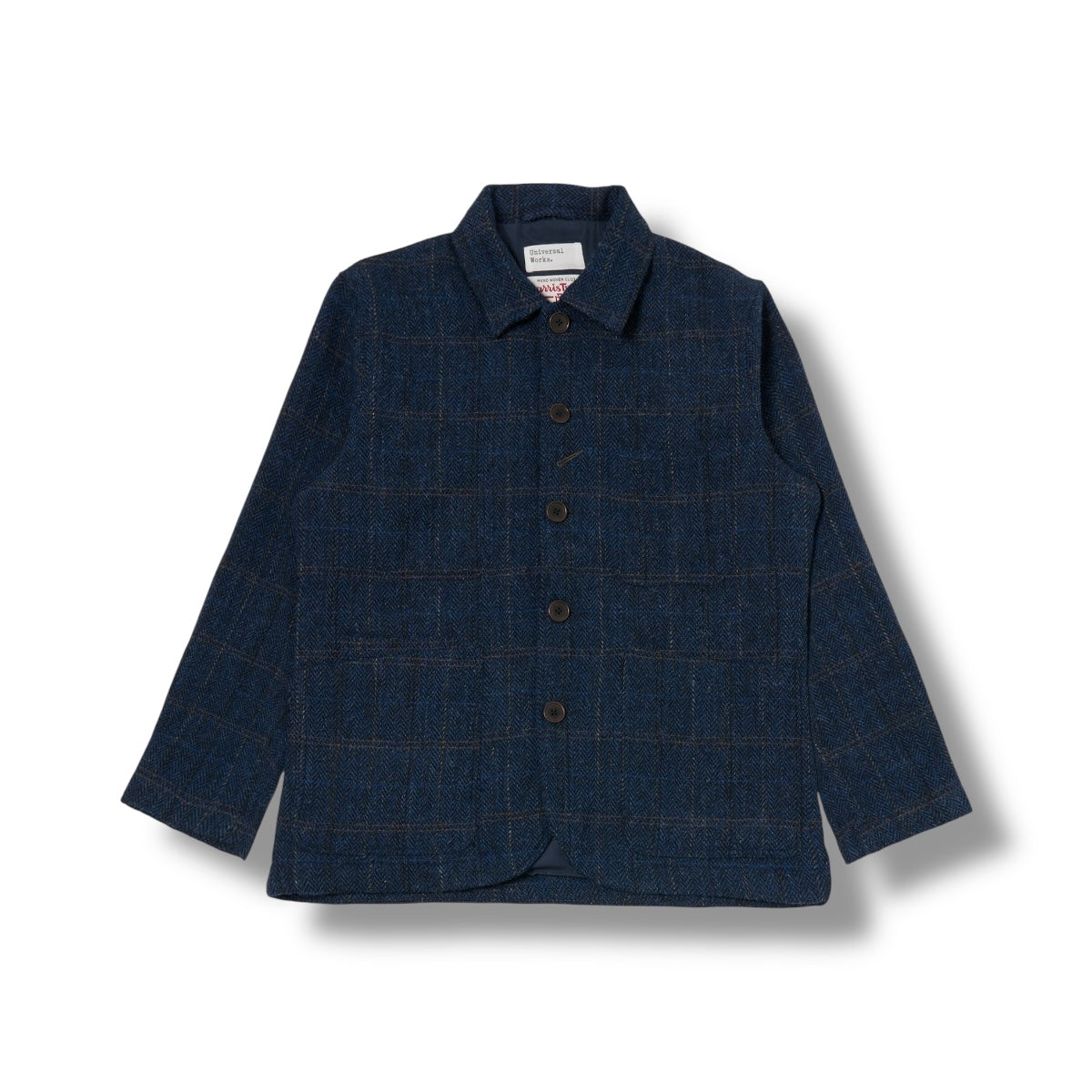 Universal Works Bakers C Jacket Harris Tweed Plaid navy