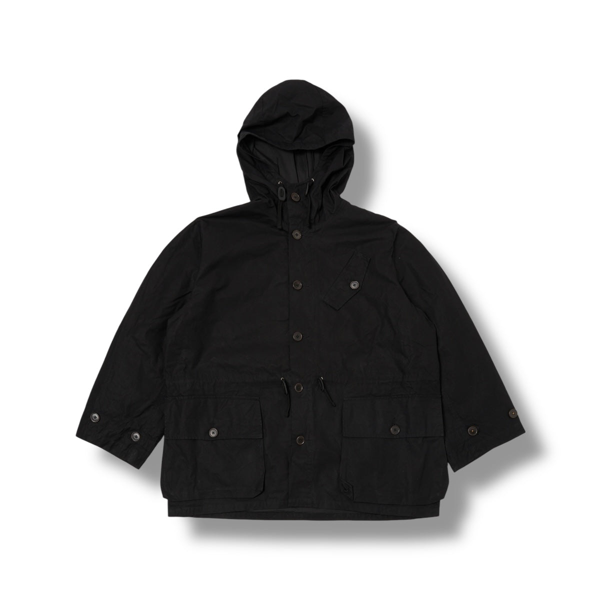Universal Works Boston Parka Scottish Wax Cotton black