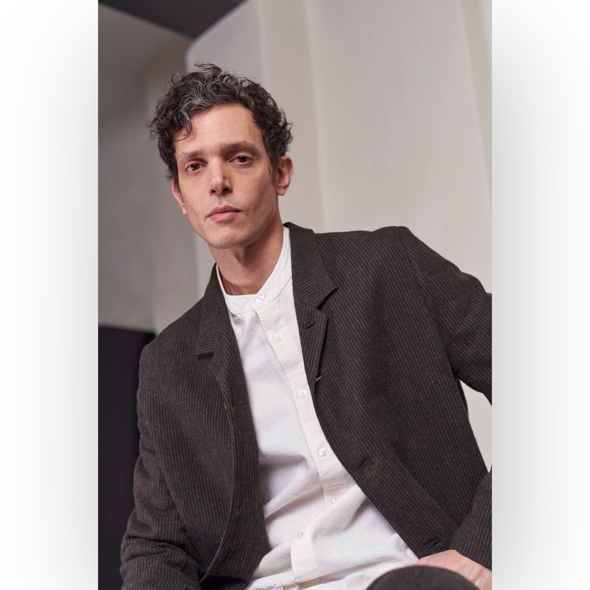 About Companions Elmar Blazer Eco Flannel striped brown