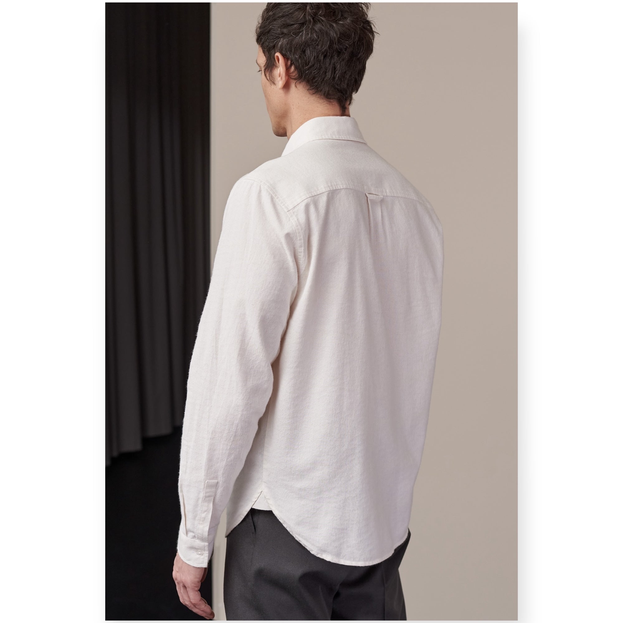 About Companions Ken shirt eco brushed striped white
