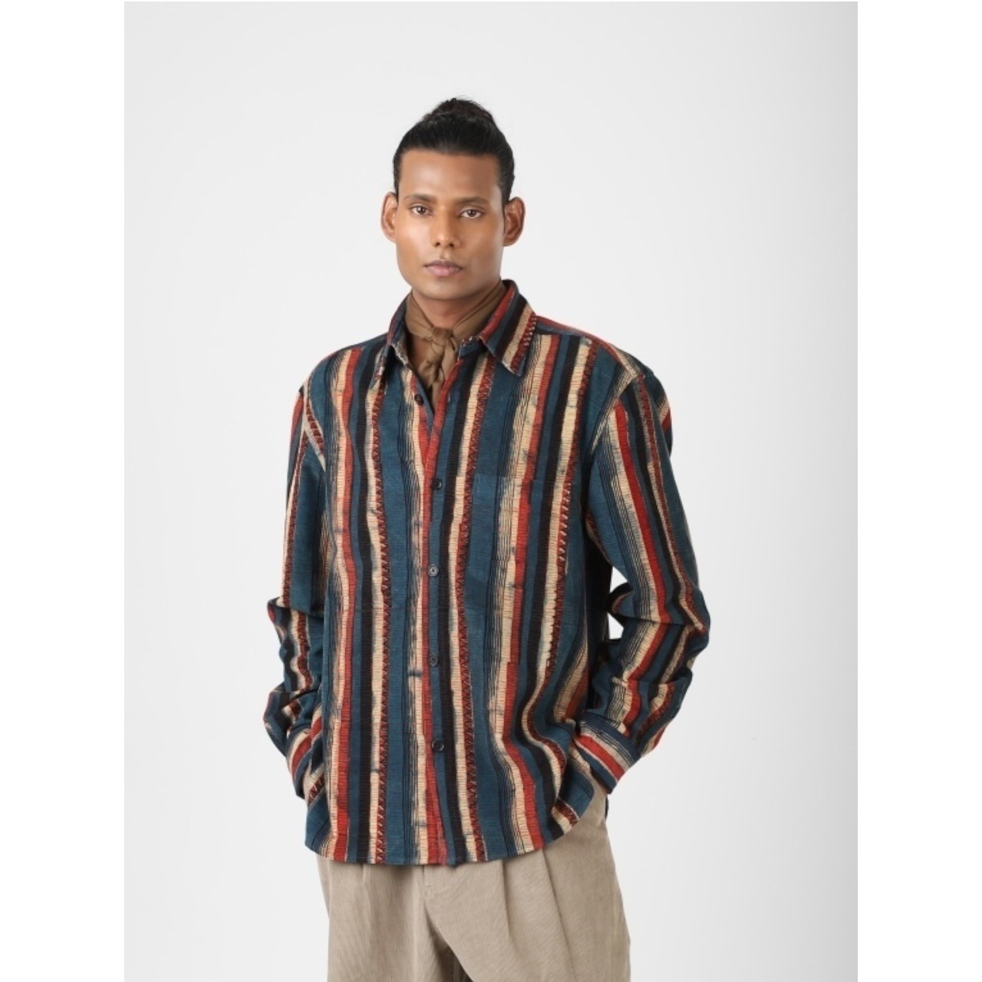 Kardo Luis Block Print Cord stripe blue/red