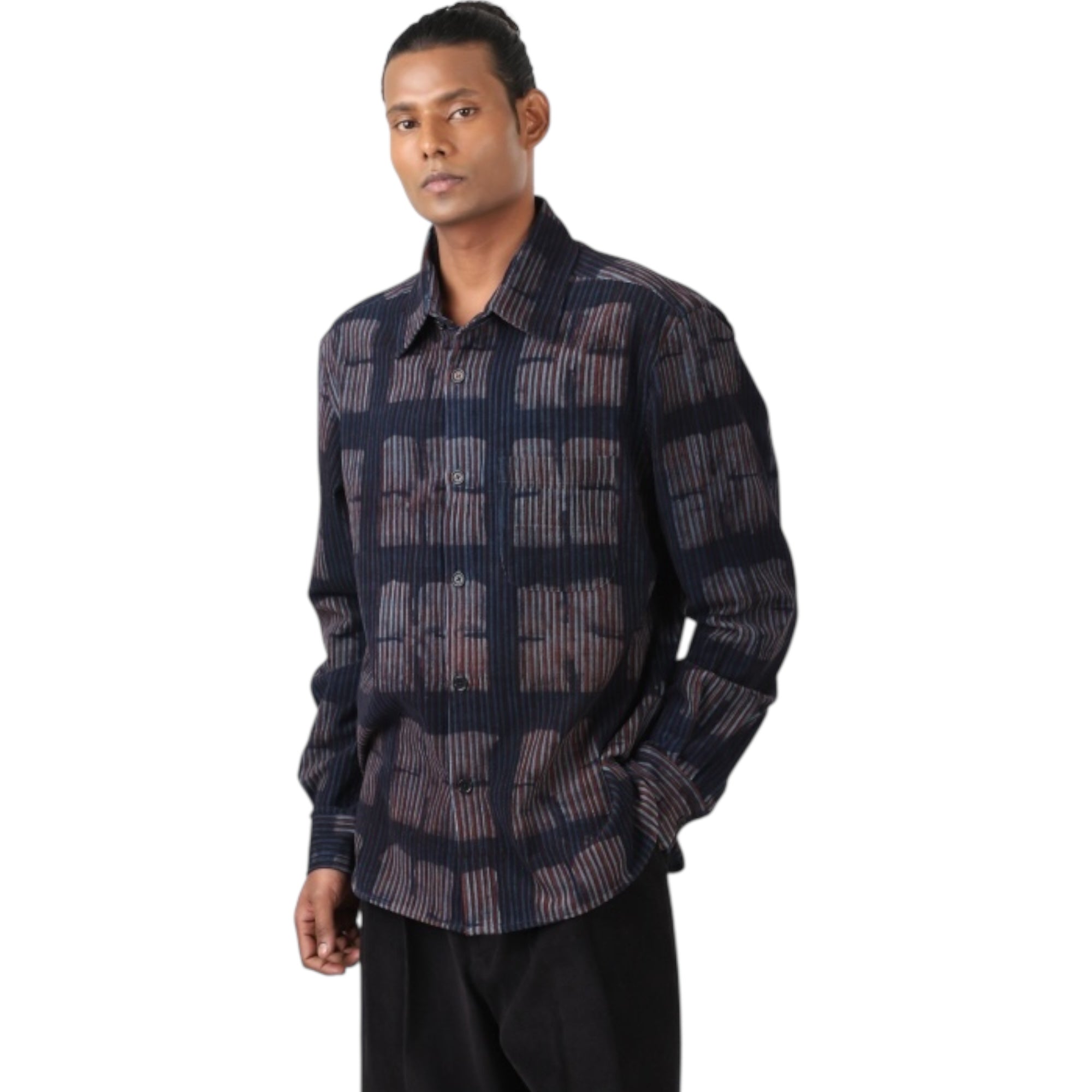 Kardo Luis Luis Block Print Cord check navy