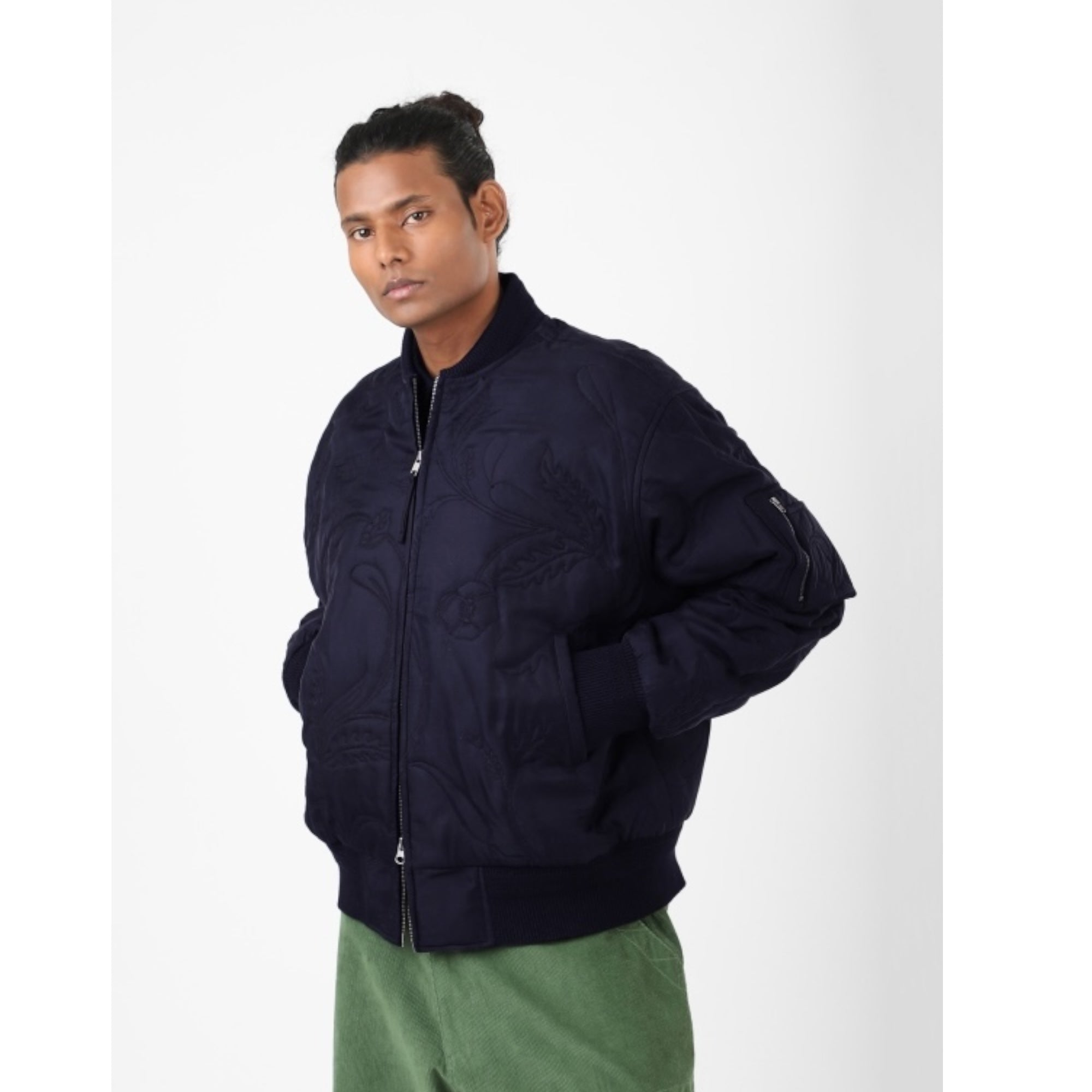 Kardo Max Silk Quilted Jacket silk navy