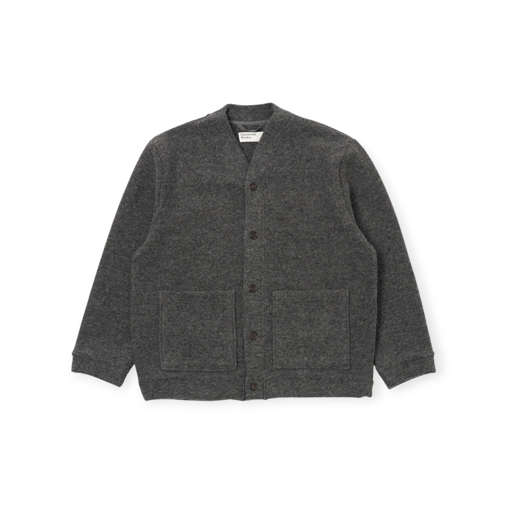 Universal Works Advance Cardigan Wool Fleece grey marl