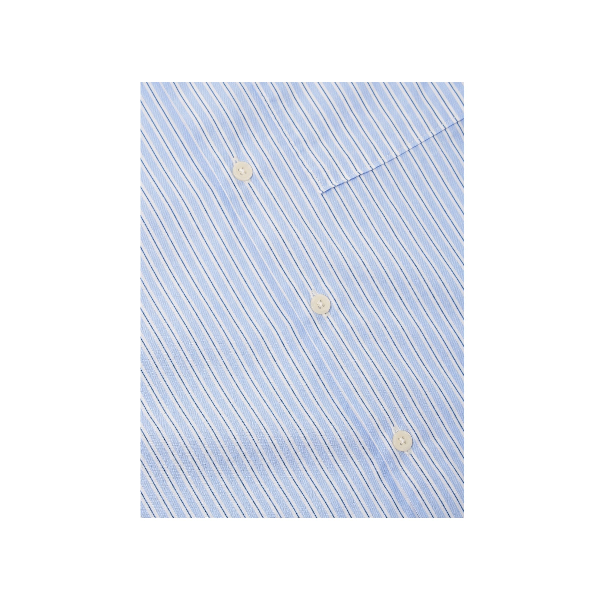 Universal Works Square Pocket Shirt Office Stripe blue