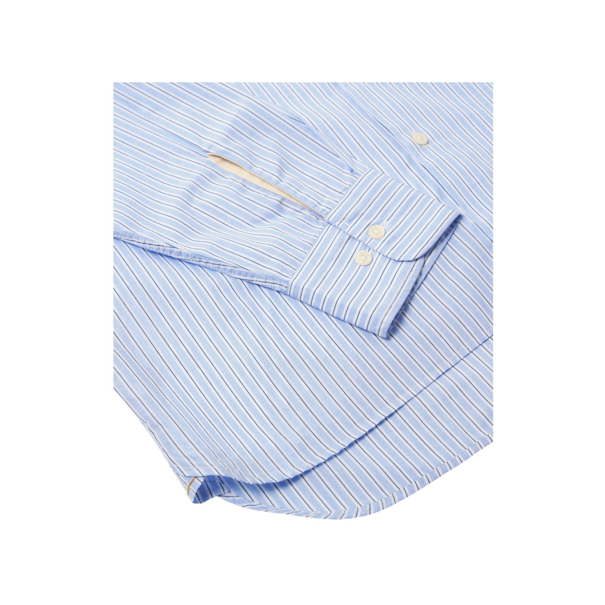Universal Works Square Pocket Shirt Office Stripe blue