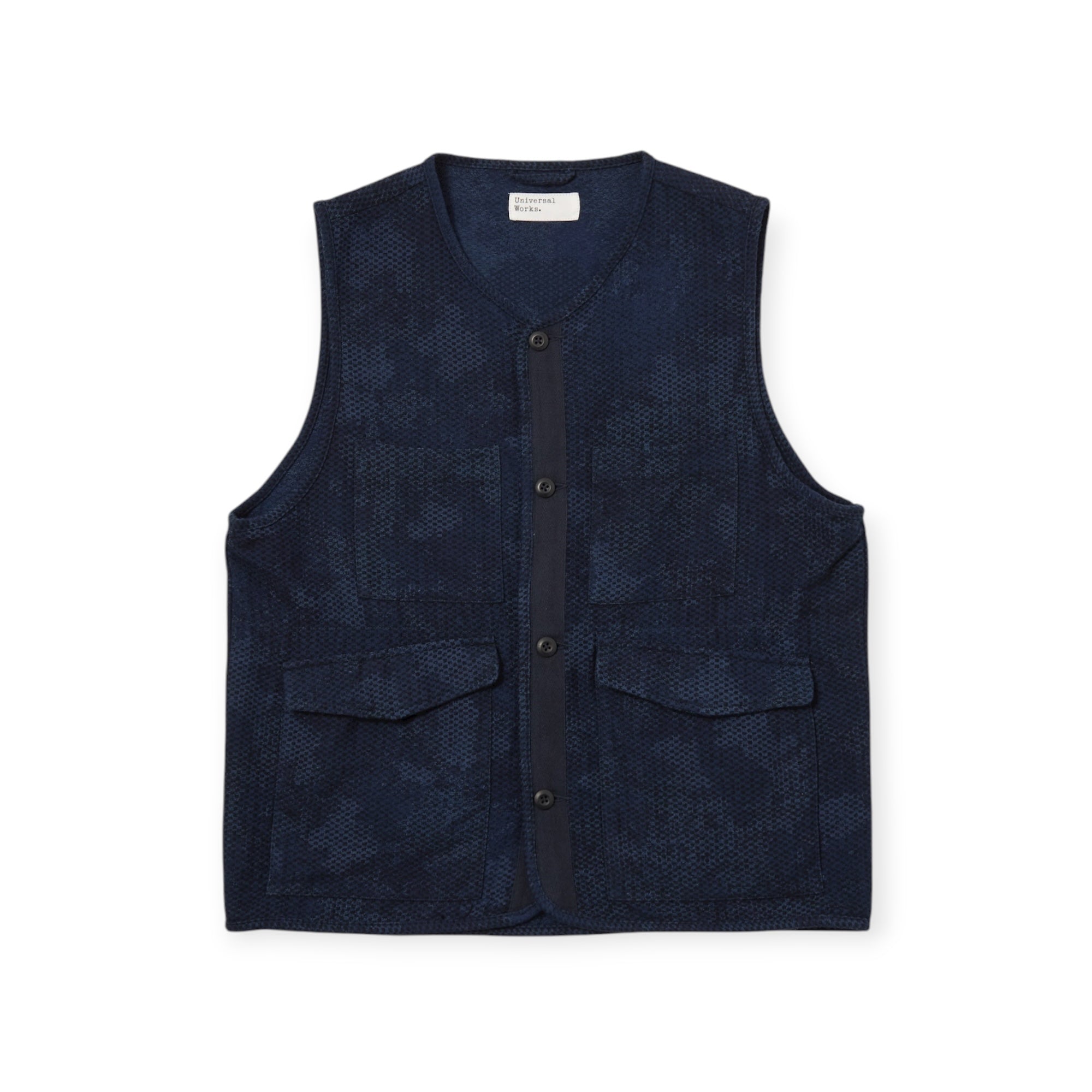 Universal Works 4 Pocket Gilet Denim Camo black/indigo