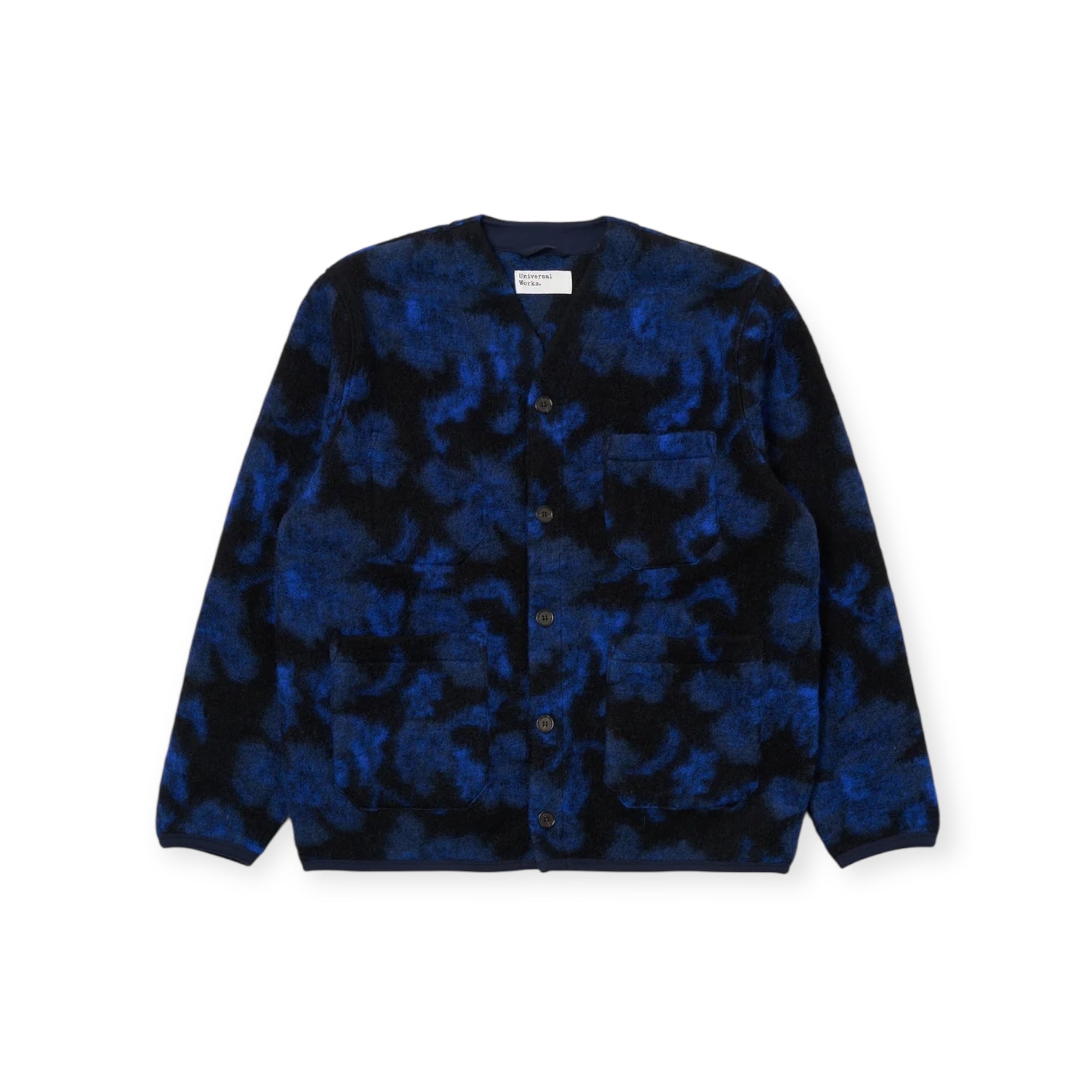 Universal Works Cardigan Flower Fleece blue