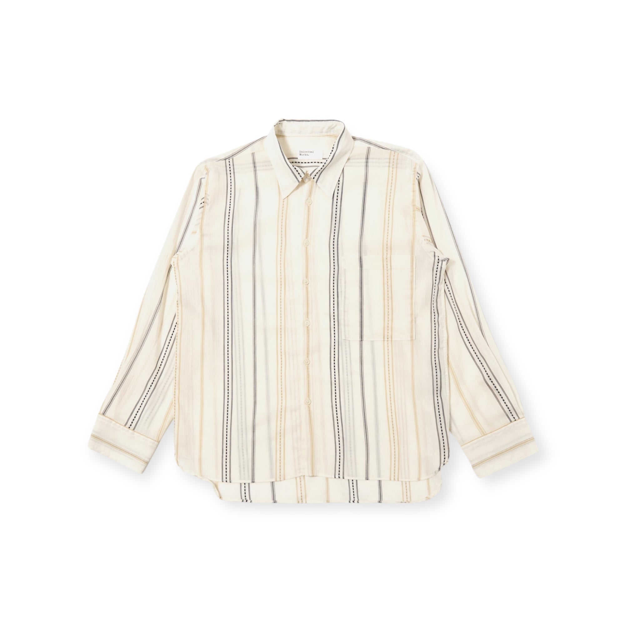 Universal Works Square Pocket Shirt Hendrix Stripe ecru/navy/sand stripe