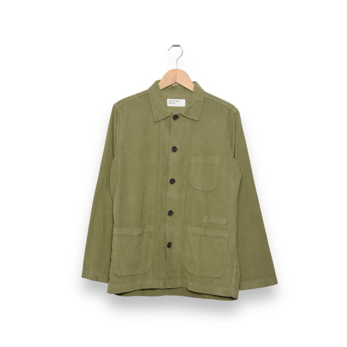 Universal Works Bakers Overshirt 29654 Fine Cord olive