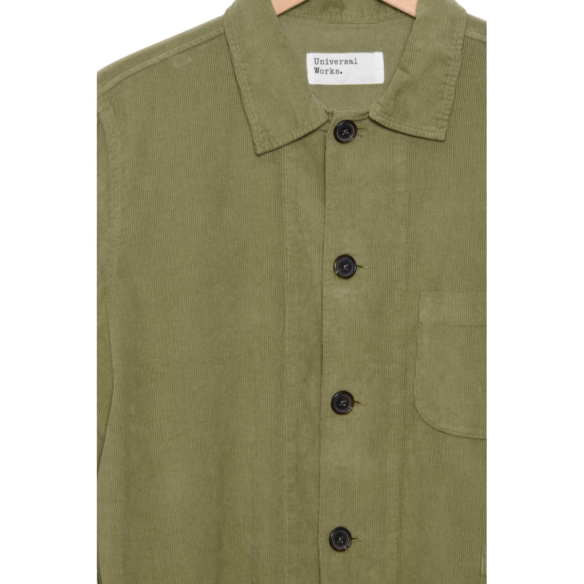 Universal Works Bakers Overshirt 29654 Fine Cord olive