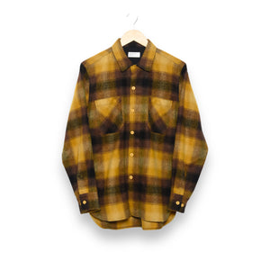 Universal Works Work Shirt 29261 Rec Wool Mix Flannel mustard check