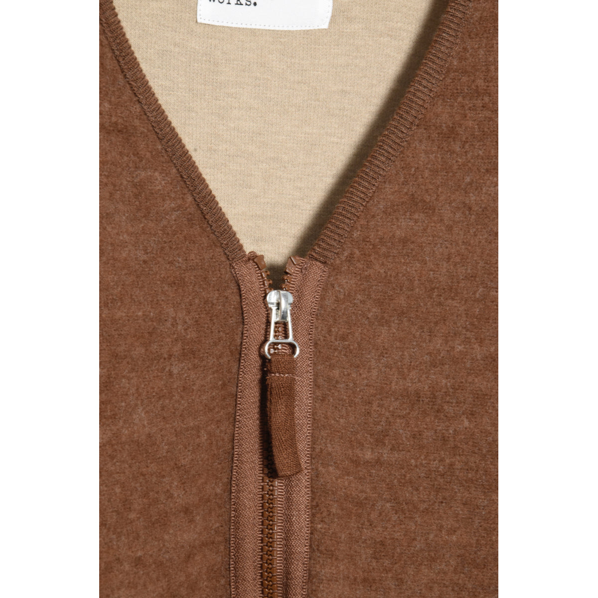 Universal Works Zip Liner Jacket 29608 Soft Wool Cot Knit brown