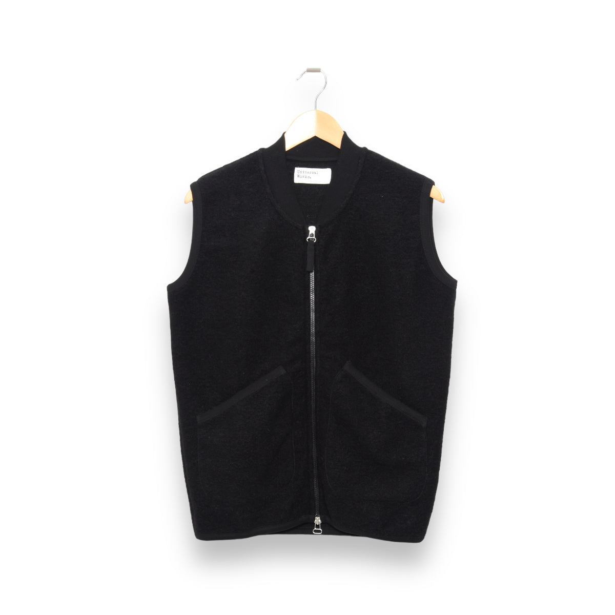 Universal Works Zip Waistcoat 29711 Wool Fleece black