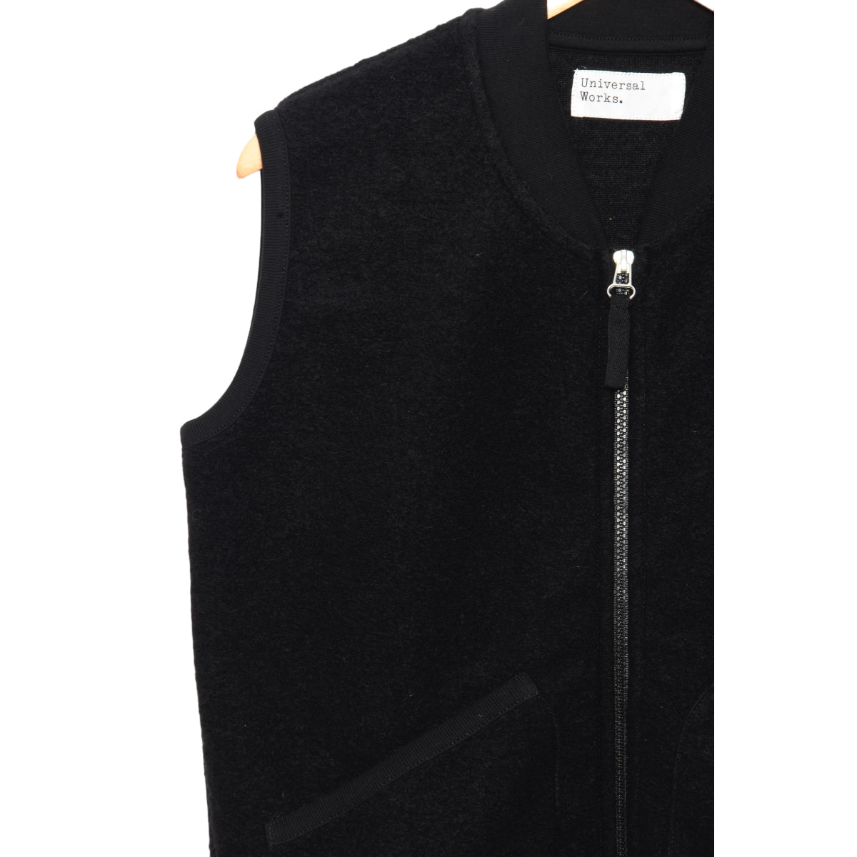 Universal Works Zip Waistcoat 29711 Wool Fleece black
