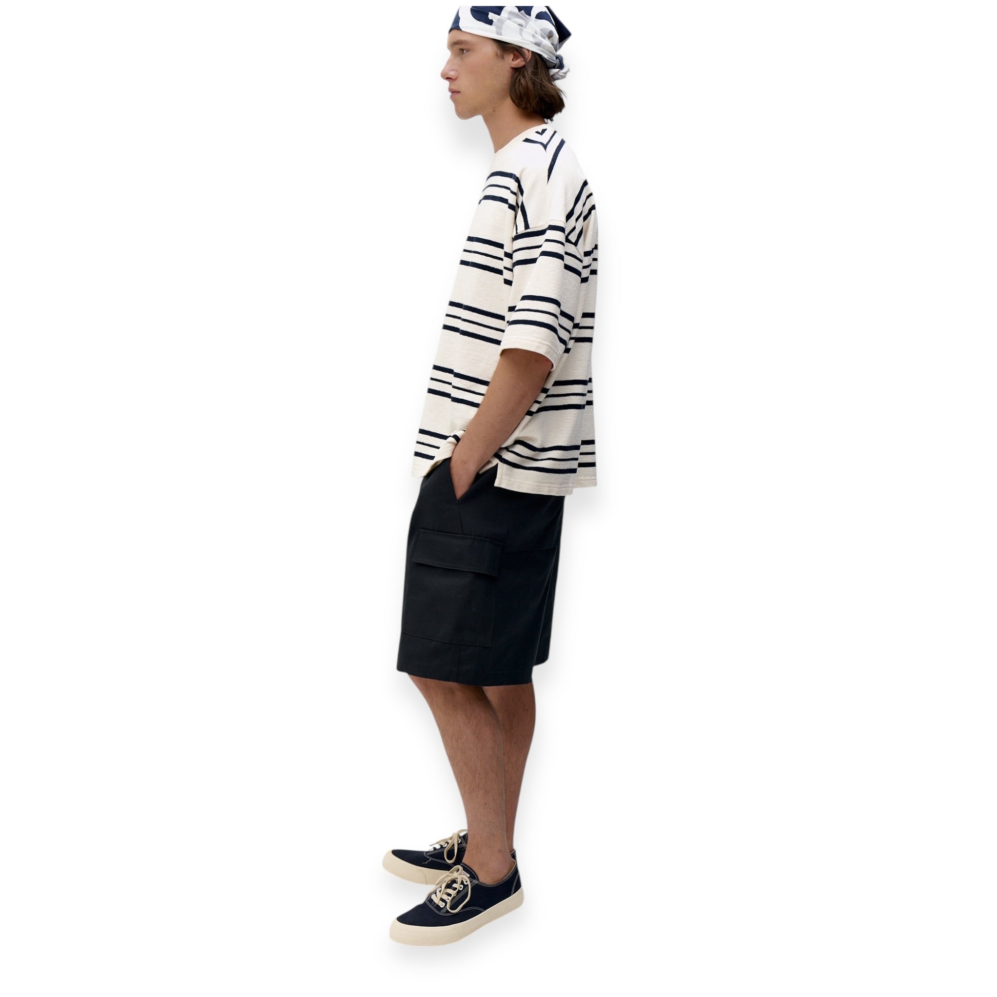 Unfeigned Oversized T-Shirt Terry dark navy stripes