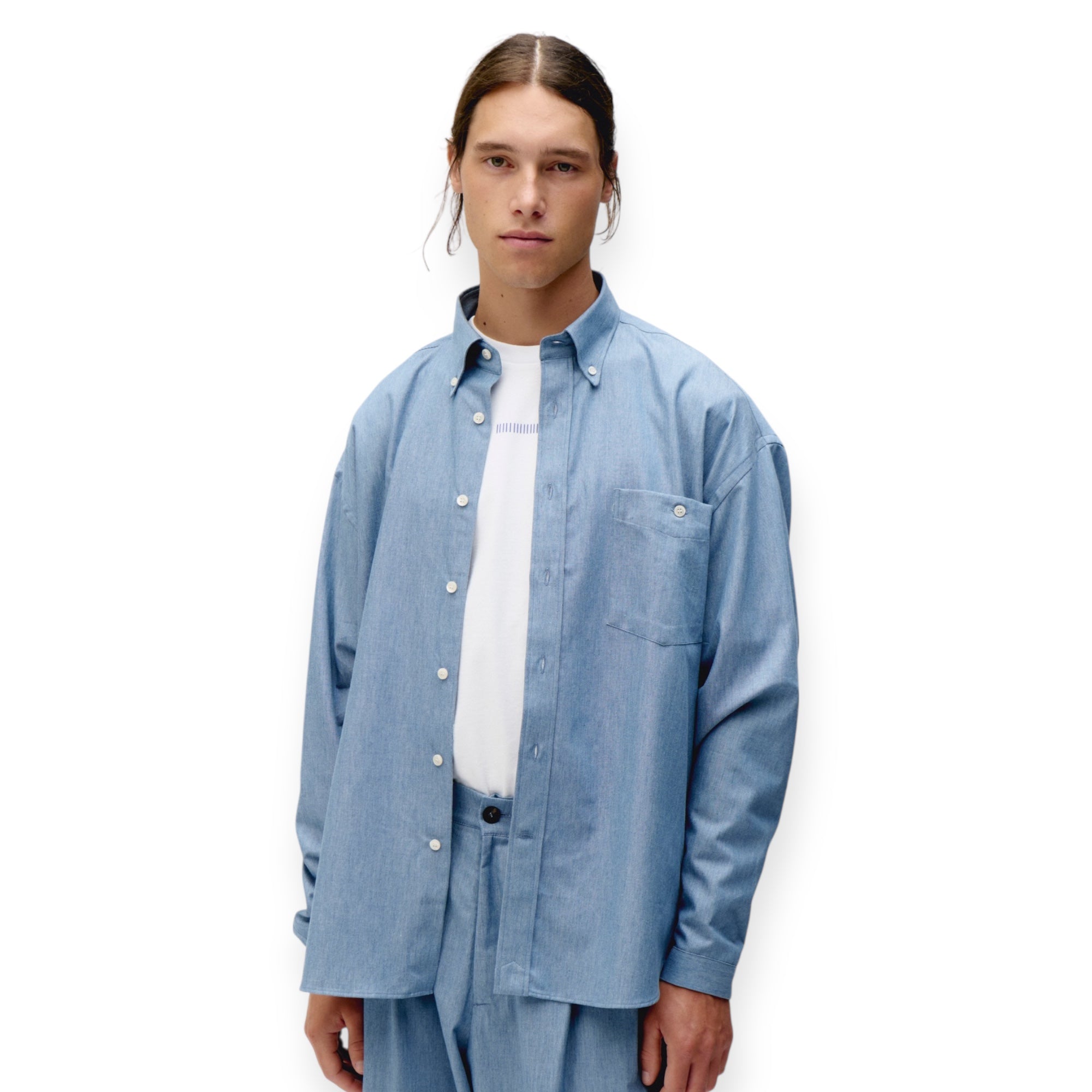 Unfeigned Baggy Shirt Cotton light indigo